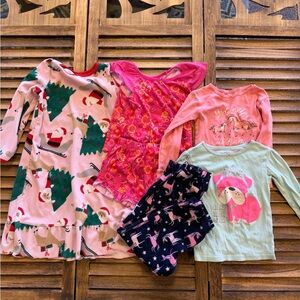 Carter's Festive and Fun Kids Pajama Lot - Pink, Red, Green, Blue Size 5 5T